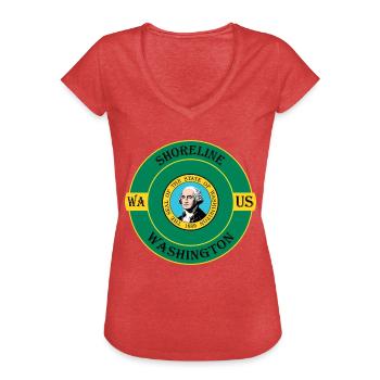Shoreline Washington Flagge USA Souvenir Abzeichen - Frauen Vintage T-Shirt - Rot meliert - Vorne - Danielle (179cm)