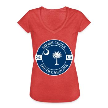 Goose Creek South Carolina Flag USA Souvenir - Women's Vintage T-Shirt - heather red - Front - Danielle (179cm)