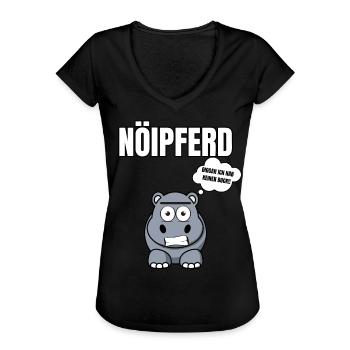Gelangweiltes Nilpferd / Nölpferd / Keinen Bock - Frauen Vintage T-Shirt - Schwarz - Vorne - Danielle (179cm)