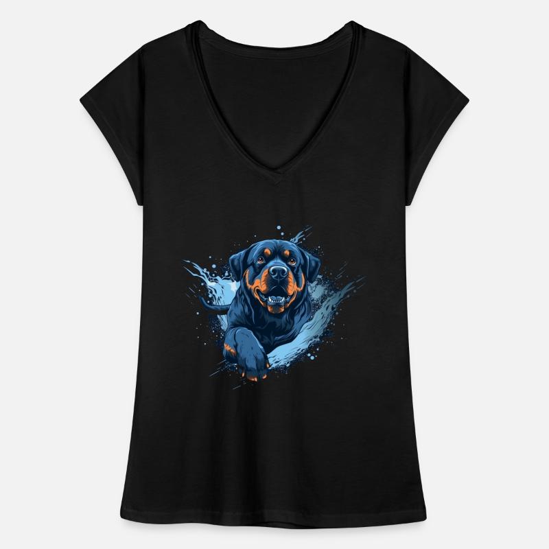 Rottweiler Dock-Diving into Water Women's Vintage T-Shirt