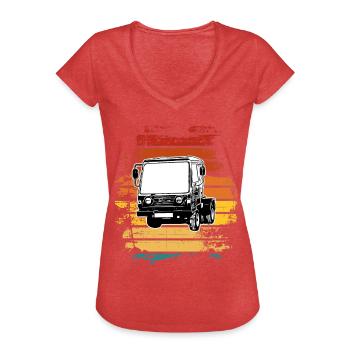 Multicar M25 Multicar Nouveaux camions Multricar - T-shirt vintage Femme - rouge chiné - Devant - Danielle (179cm)