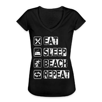 Eat Sleep Beach Repeat - Frauen Vintage T-Shirt - Schwarz - Vorne
