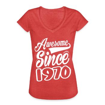 Awesome Since 1970 - Women's Vintage T-Shirt - heather red - Front - Danielle (179cm)