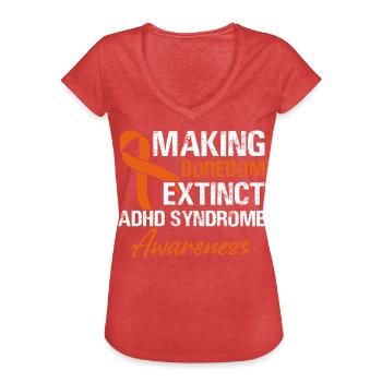 Laisser l’ennui s’éteindre Syndrome du TDAH - T-shirt vintage Femme - rouge chiné - Devant - Danielle (179cm)