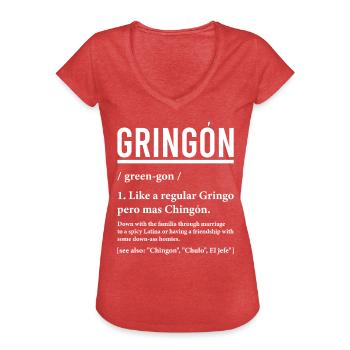 Définition Gringo Fier amoureux des Gringos - T-shirt vintage Femme - rouge chiné - Devant - Danielle (179cm)