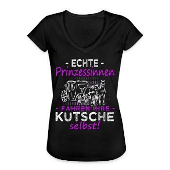 Kutschfahrer Spruch Pferdekutsche & Kutscherin - Frauen Vintage T-Shirt - Schwarz - Vorne - Danielle (179cm)