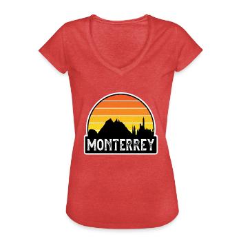 Monterrey Mexico Flag Skyline Travel Souvenir - Women's Vintage T-Shirt - heather red - Front - Danielle (179cm)