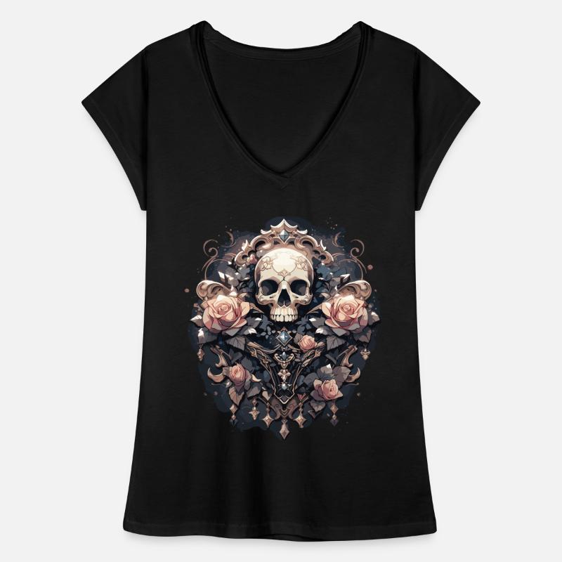 Schedel Schedel Schedel Skelet Vrouwen Vintage T-shirt