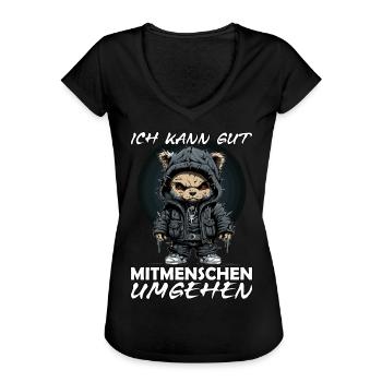 Ich kann gut mit Menschen umgehen - Sarkasmus - Frauen Vintage T-Shirt - Schwarz - Vorne - Danielle (179cm)