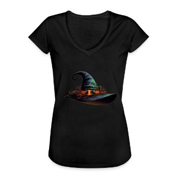 Magic witch hat for your Happy Halloween design - Women's Vintage T-Shirt - black - Front - Danielle (179cm)