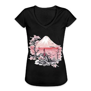 Geisha Japan Art Print - Frauen Vintage T-Shirt - Schwarz - Vorne