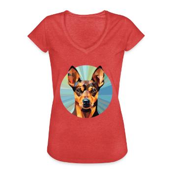 German Roughhaired Pointer Dog Breed Watercolor - Women's Vintage T-Shirt - heather red - Front - Danielle (179cm)