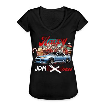 Jdm christmas edition / Tuning Mechanic Costume - Women's Vintage T-Shirt - black - Front - Danielle (179cm)