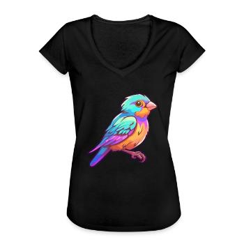 Sperling Buntes Aquarell Cartoon Kawaii Tier - Frauen Vintage T-Shirt - Schwarz - Vorne - Danielle (179cm)