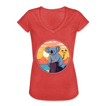 Koala Buntes Aquarell Cartoon Kawaii Tier - Frauen Vintage T-Shirt - Rot meliert - Vorne - Danielle (179cm)