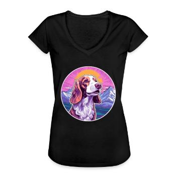 Irischer roter und weißer Setter Hund Rasse Cartoon Kawai - Frauen Vintage T-Shirt - Schwarz - Vorne - Danielle (179cm)