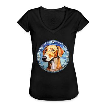 Kretische Hunderasse Buntes Glas - Frauen Vintage T-Shirt - Schwarz - Vorne - Danielle (179cm)