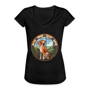 Majestätischer Baumhund Hunderasse Buntglasfarbe - Frauen Vintage T-Shirt - Schwarz - Vorne - Danielle (179cm)