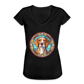 Moscow Watchdog Dog Breed Stained Glass Colorful W - Women's Vintage T-Shirt - black - Front - Danielle (179cm)