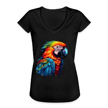 Perroquet coloré Splash de couleur - T-shirt vintage Femme - noir - Devant - Danielle (179cm)