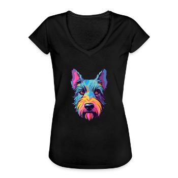 Scottish Terrier Dog Breed Watercolor Cartoon Kawa - Women's Vintage T-Shirt - black - Front - Danielle (179cm)