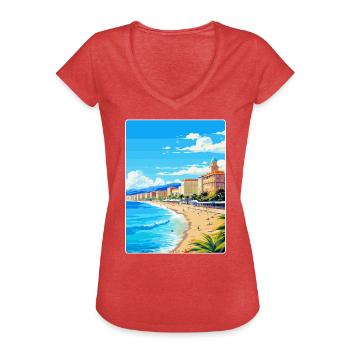 Nice France Vintage Travel Poster WPA Art Souvenir - Women's Vintage T-Shirt - heather red - Front - Danielle (179cm)