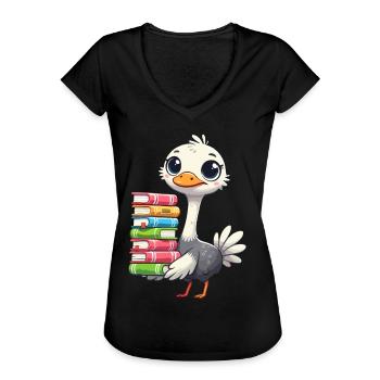 Bücher Lesen Strauß Buch Bücherliebhaber - Frauen Vintage T-Shirt - Schwarz - Vorne - Danielle (179cm)