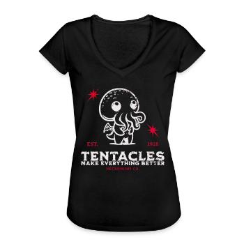 Tantakel Süßer Cthulhu Kult Lovecraft Necronomicon - Frauen Vintage T-Shirt - Schwarz - Vorne - Danielle (179cm)