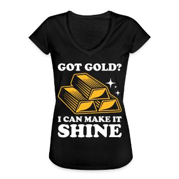 Goldsmith Gold Jewelry Manufacturer Gold Jewelry - Women's Vintage T-Shirt - black - Front - Danielle (179cm)