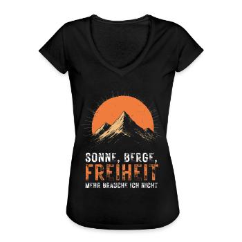 Sonne Berge Freiheit - Outdoor Abenteuer - Frauen Vintage T-Shirt - Schwarz - Vorne