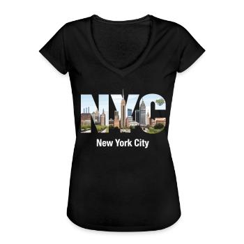 NYC New York – New York City Skyline New York - Frauen Vintage T-Shirt - Schwarz - Vorne - Danielle (179cm)