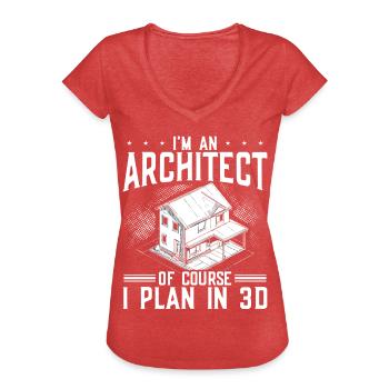 Architecte Architecture Cadeau Étudiant en architecture - T-shirt vintage Femme - rouge chiné - Devant - Danielle (179cm)