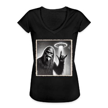 Rock, Rocker, Rock Musik, Heavy Metal, Rock Hand - Frauen Vintage T-Shirt - Schwarz - Vorne - Danielle (179cm)