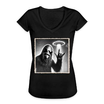 Rock, Rocker, Rock Musik, Heavy Metal, Rock Hand - Frauen Vintage T-Shirt - Schwarz - Vorne - Danielle (179cm)