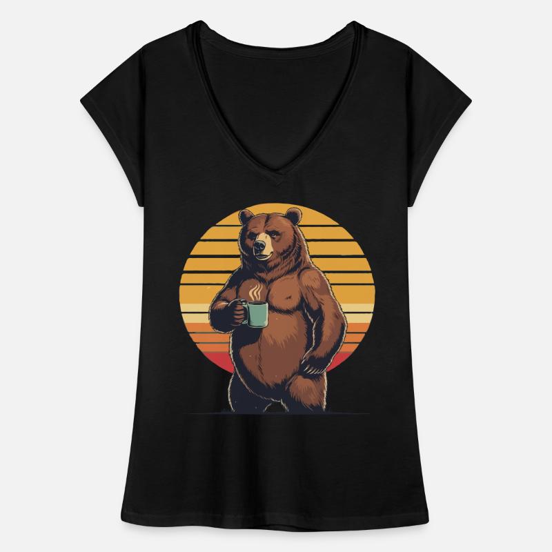 Grim Bear Coffee Mug Bears Coffee Tired Women's Vintage T-Shirt