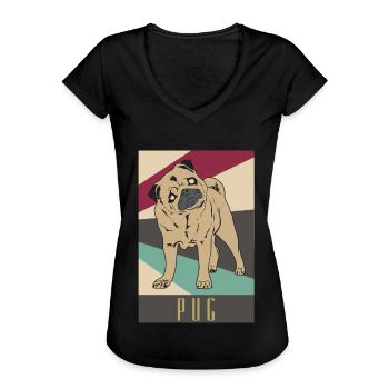 Mops - Frauen Vintage T-Shirt - Schwarz - Vorne - Danielle (179cm)