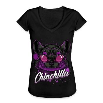 Trendy Chinchilla Cool Mouse Sunglasses Gift - Women's Vintage T-Shirt - black - Front - Danielle (179cm)