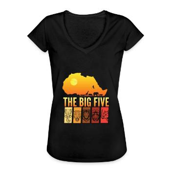 the big five afrika safari - Frauen Vintage T-Shirt - Schwarz - Vorne - Danielle (179cm)