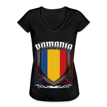 Roumanie - T-shirt vintage Femme - noir - Devant - Danielle (179cm)