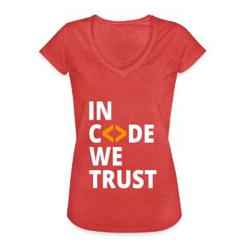 In code we trust programmer Geek Coding Nerd - Women's Vintage T-Shirt - heather red - Front - Danielle (179cm)