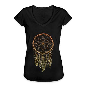 Traumfänger Indianer - Frauen Vintage T-Shirt - Schwarz - Vorne