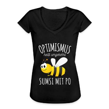 Optimismus Sumsi mit Po Imker Bienen Hummel Honig - Frauen Vintage T-Shirt - Schwarz - Vorne - Danielle (179cm)