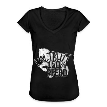 Kaltblut 150% Pferd | Reiter Stall Geschenk - Frauen Vintage T-Shirt - Schwarz - Vorne