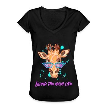 Coole Giraffe - Frauen Vintage T-Shirt - Schwarz - Vorne