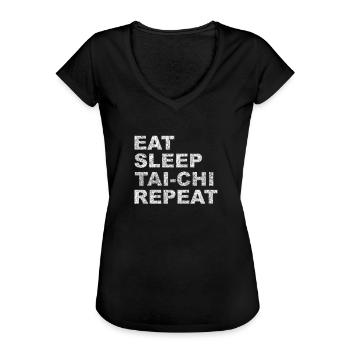 Tai Chi Qi Gong Qigong Tai Chi Zhineng Thai Chi - Frauen Vintage T-Shirt - Schwarz - Vorne - Danielle (179cm)
