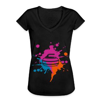 Curling colored blob - Women's Vintage T-Shirt - black - Front - Danielle (179cm)