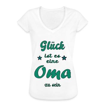 Glück stolze Oma - Frauen Vintage T-Shirt - Schwarz - Vorne - Danielle (179cm)
