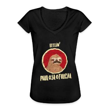 Philosoph Friedrich Nietzsche Übermensch - Frauen Vintage T-Shirt - Schwarz - Vorne - Danielle (179cm)