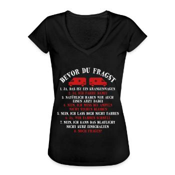 Bevor Du Fragst Sanitäter Sani Rettungsdienst - Frauen Vintage T-Shirt - Schwarz - Vorne - Danielle (179cm)