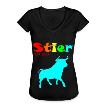 Regenbogen Stier - Frauen Vintage T-Shirt - Schwarz - Vorne - Danielle (179cm)